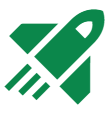 The published New Quiz icon is a solid green rocketship.