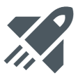 The unpublished New Quiz icon is a solid gray rocketship.